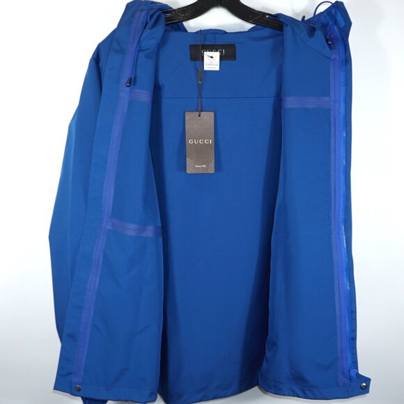 GUCCI REGULAR FIT BLUE MENS Lightweight Hooded Rain JACKET, Medium (48) - Picture 4 of 9